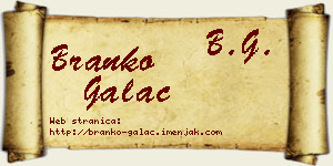 Branko Galac vizit kartica